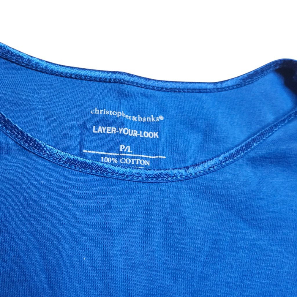 Christopher Banks Petite Large Blue Basic Short Sleeve Tee Layer Your Look - Picture 5 of 6